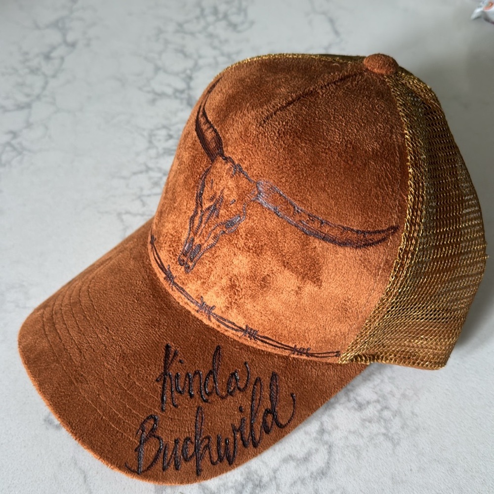 Cowboy style trucker hat with barbed wire design and Morgan Wallen quote